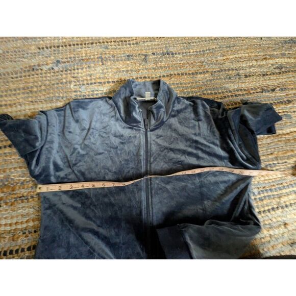 Blue Velour Zip Front Athletic Jacket Petite Large Womens PL Full Zip Activewear - Picture 4 of 6